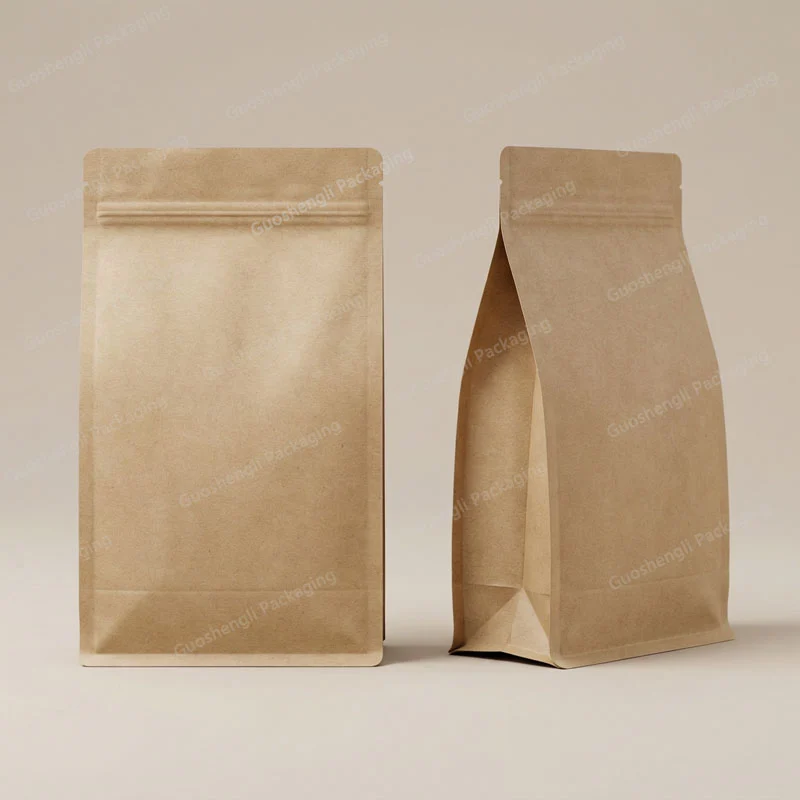 kraft paper food pouches flat bottom pouch