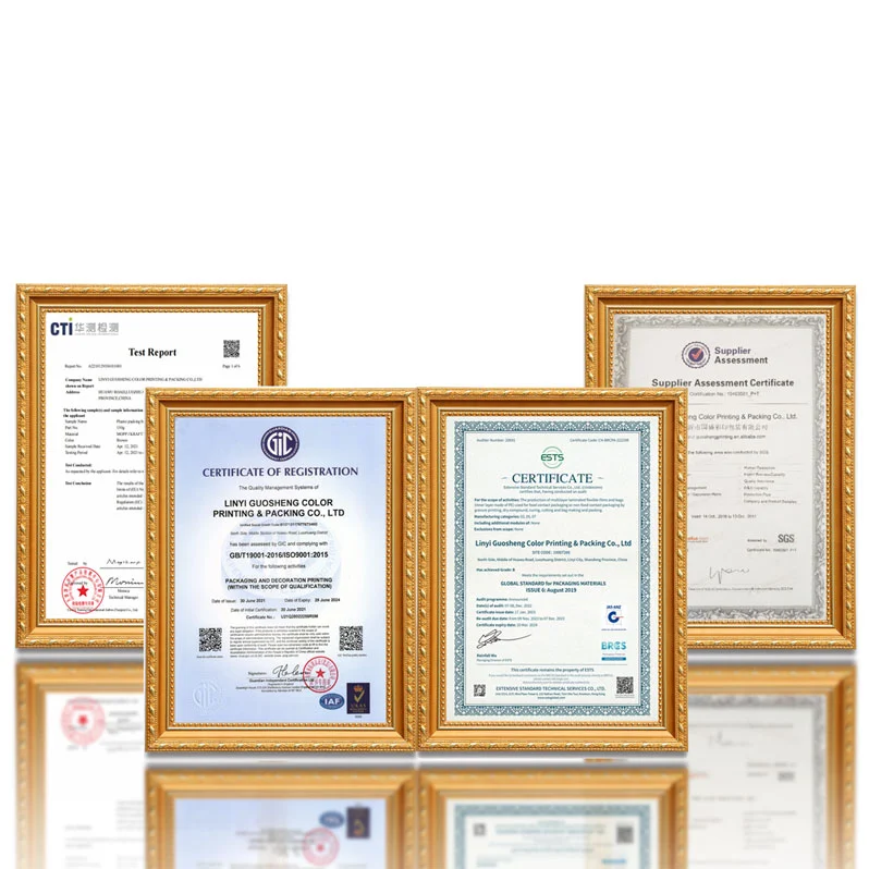 lay flat pouches BRC ISO certificates