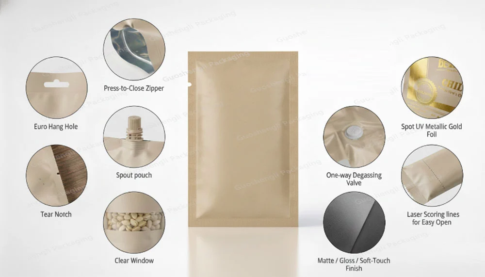 3 side seal flat pouch functional features