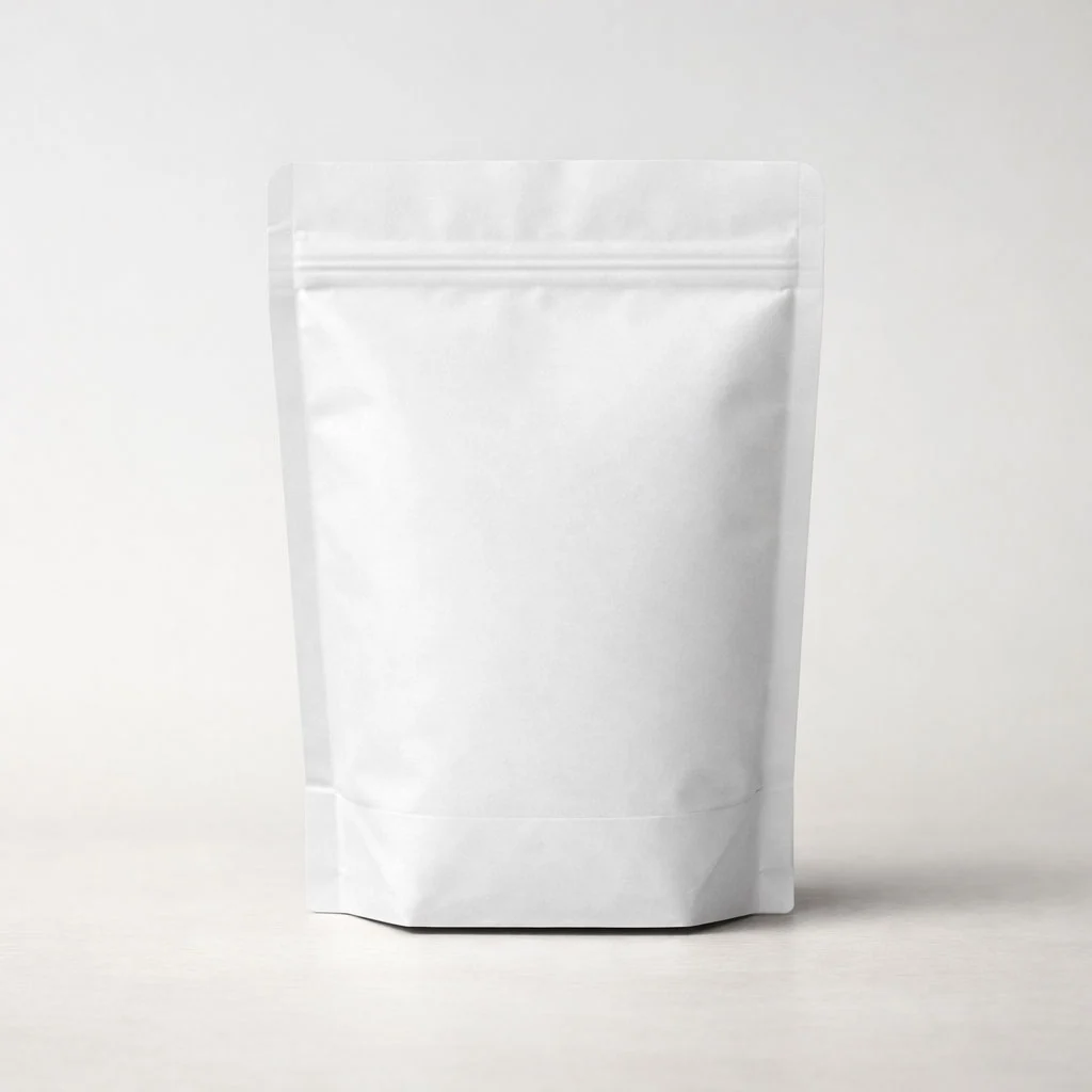 white kraft stand up pouch