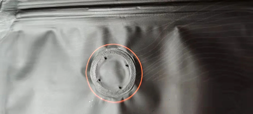 side gusset pouch with degassing valve
