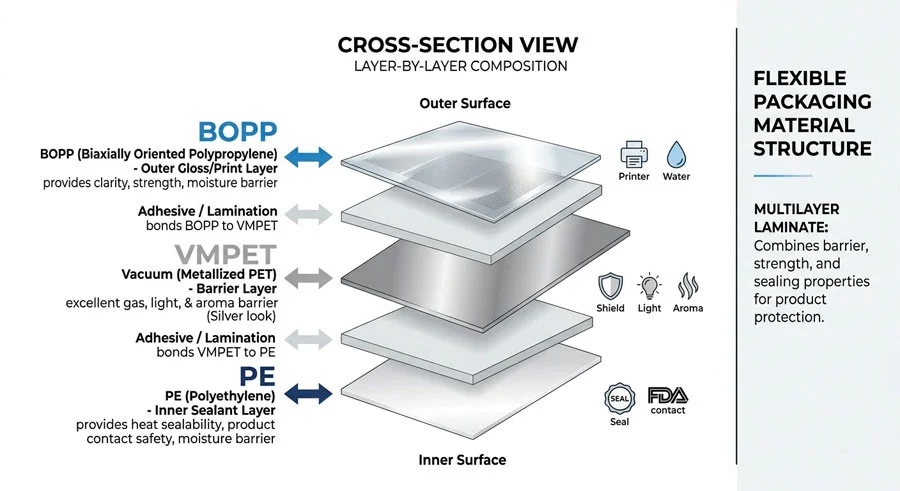 rollstock film material structure