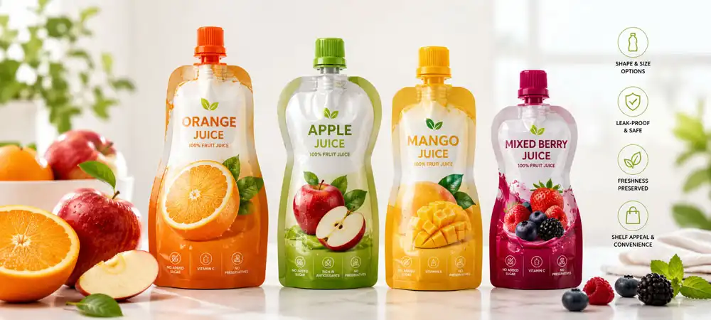 different shaped pouch for juice packaging
