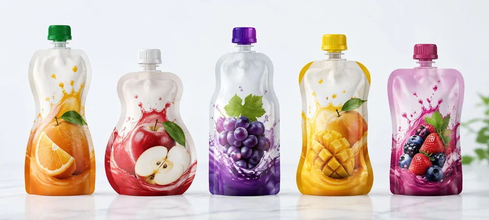 different shaped juice pouch packaging
