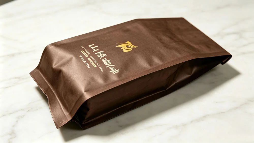quad seal pouch for coffee packaging