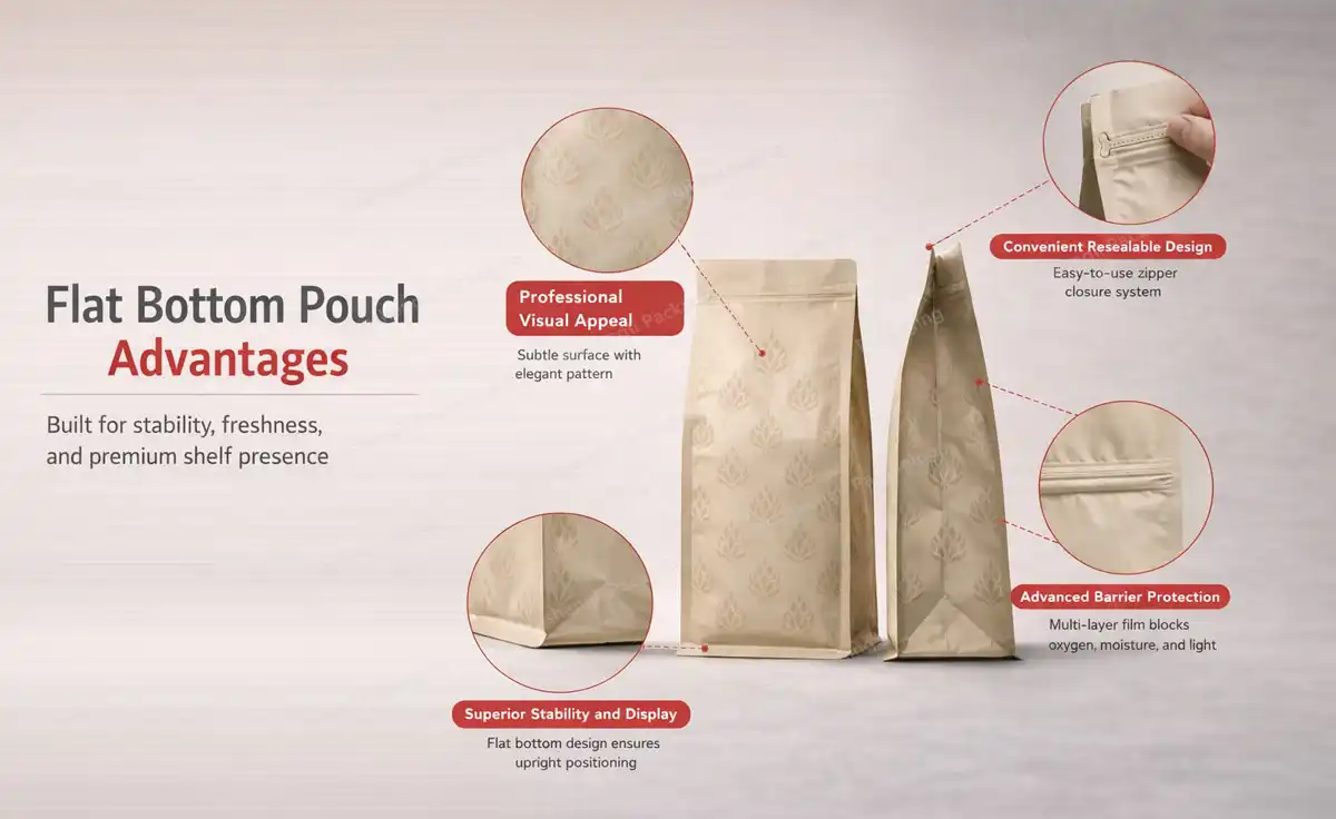 flat bottom pouch structure and advantages
