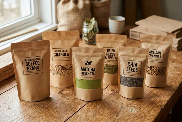 brown kraft paper pouches